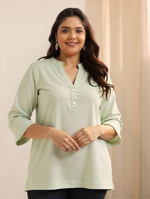 sea green rayon plus tunic - 22030567 - Standard Image - 0