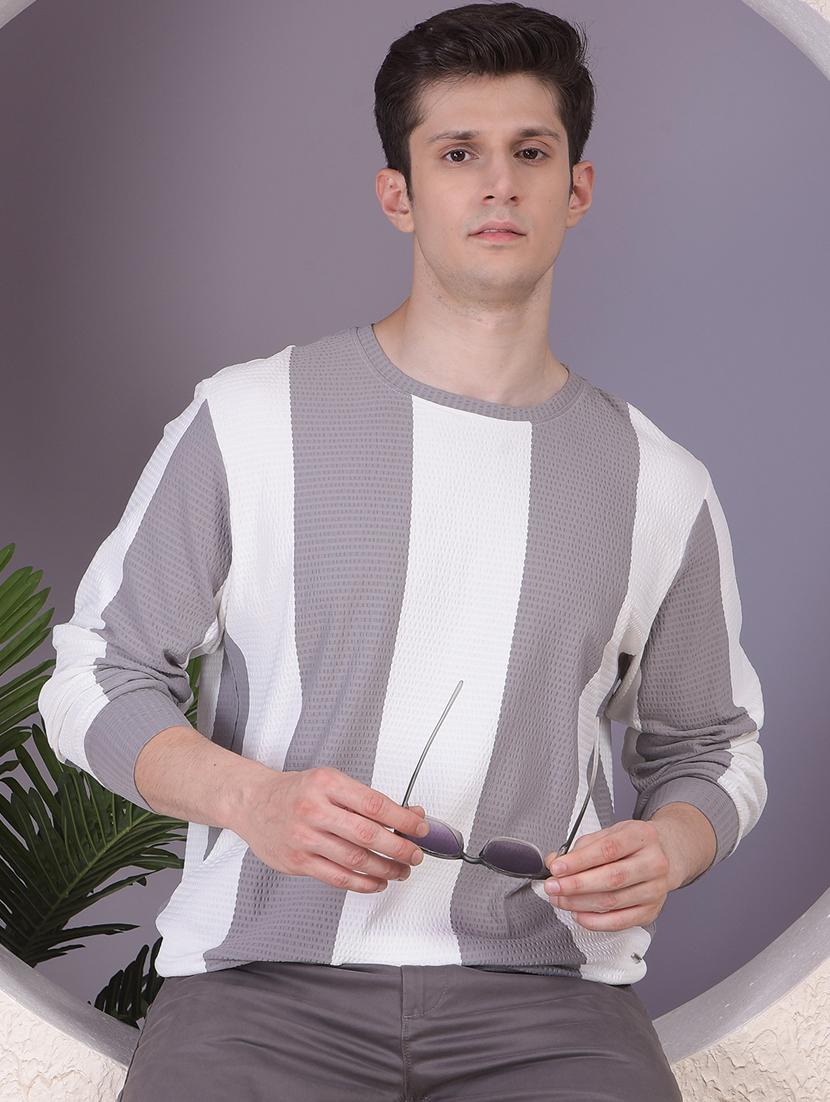 men striped long sleeve regular fit sweatshirt - 22030618 - Zoom Image - 0