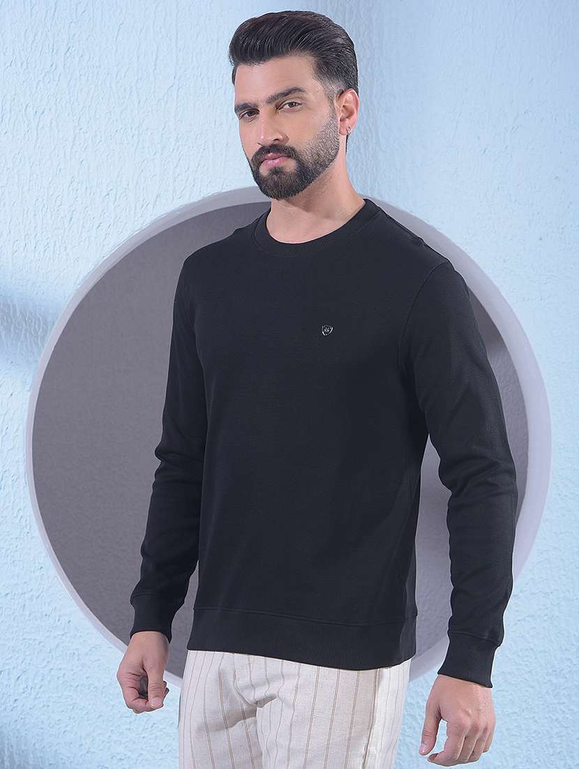 men solid long sleeve regular fit sweatshirt
