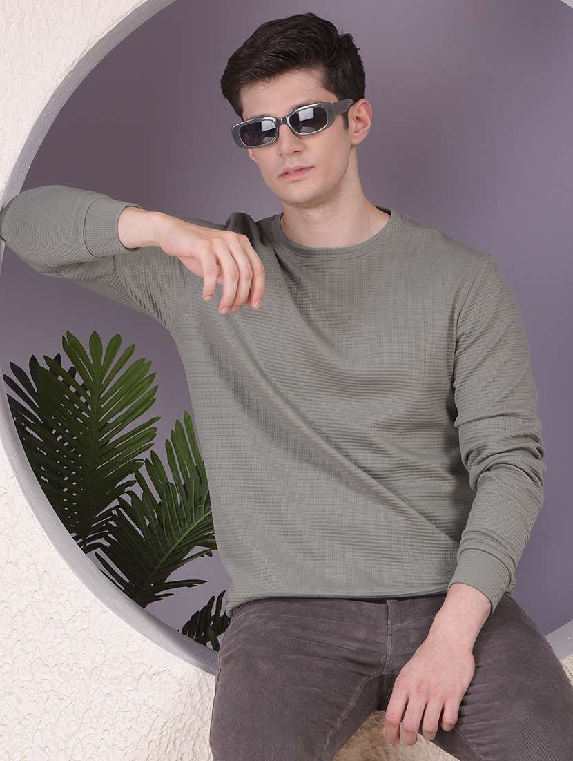 men solid long sleeve regular fit sweatshirt