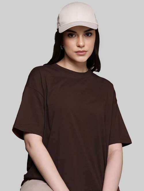 women solid short sleeve oversized t-shirt - 22030656 -  Standard Image - 0
