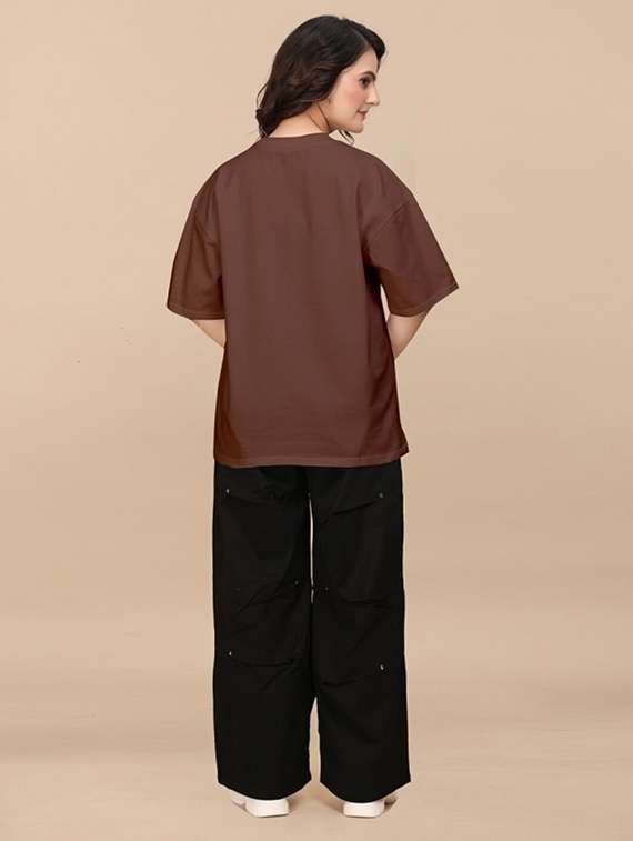 women solid short sleeve oversized t-shirt - 22030657 - Standard Image - 3
