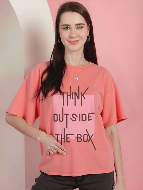 women printed short sleeve oversized t-shirt - 22030663 - Standard Image - 0