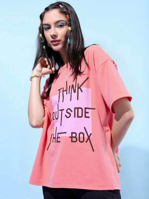 women printed short sleeve oversized t-shirt - 22030666 - Standard Image - 0