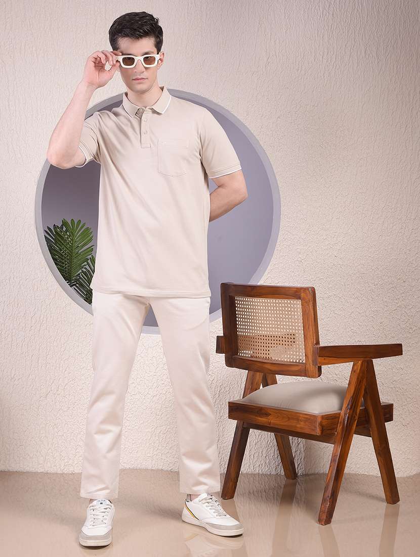 men solid mid rise slim fit chinos  - 22030673 -  Standard Image - 5