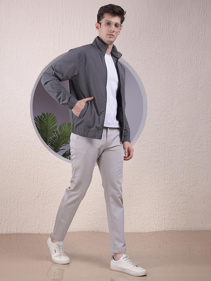 men solid mid rise slim fit chinos - 22030674 - Standard Image - 5