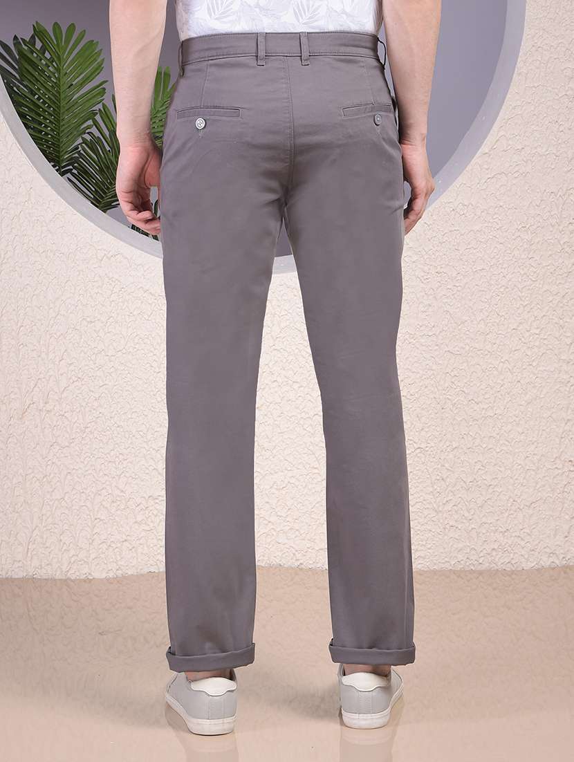 men solid mid rise straight fit chinos - 22030675 - Standard Image - 3
