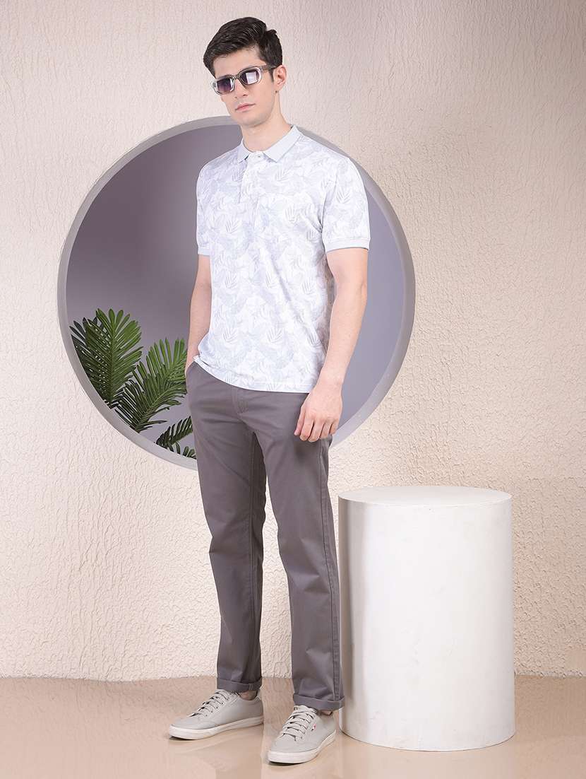 men solid mid rise straight fit chinos - 22030675 - Standard Image - 5