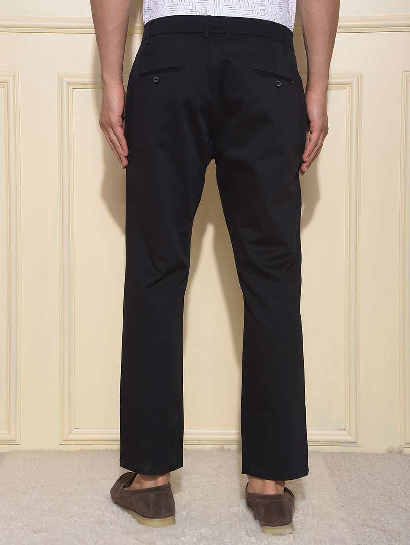 men solid mid rise straight fit chinos - 22030684 - Standard Image - 3
