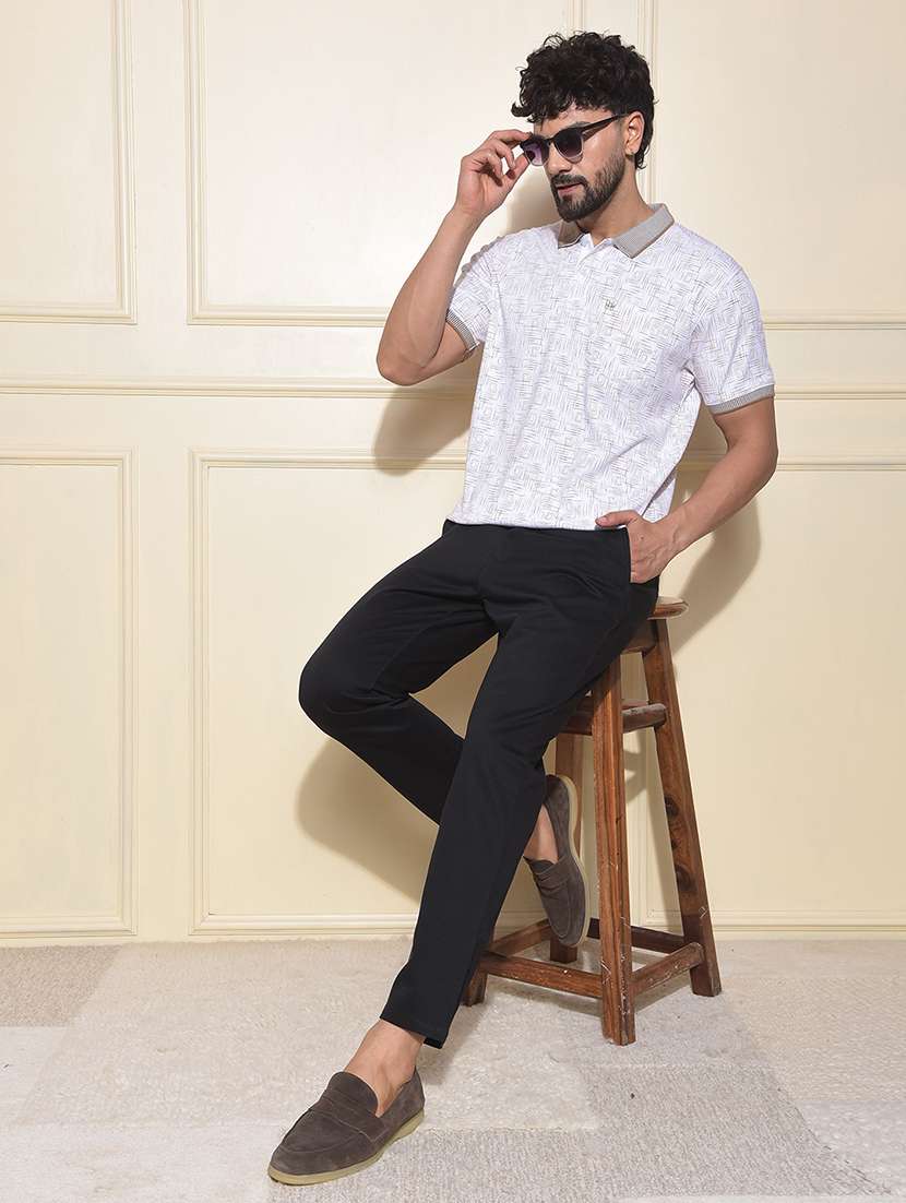 men solid mid rise straight fit chinos - 22030684 - Standard Image - 5
