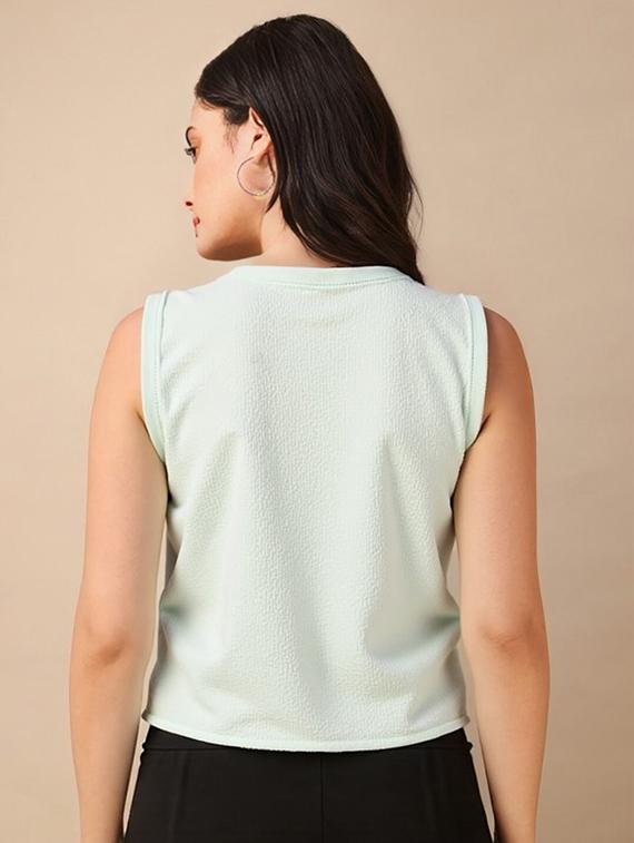 women solid collared regular fit crop top - 22030700 - Standard Image - 3