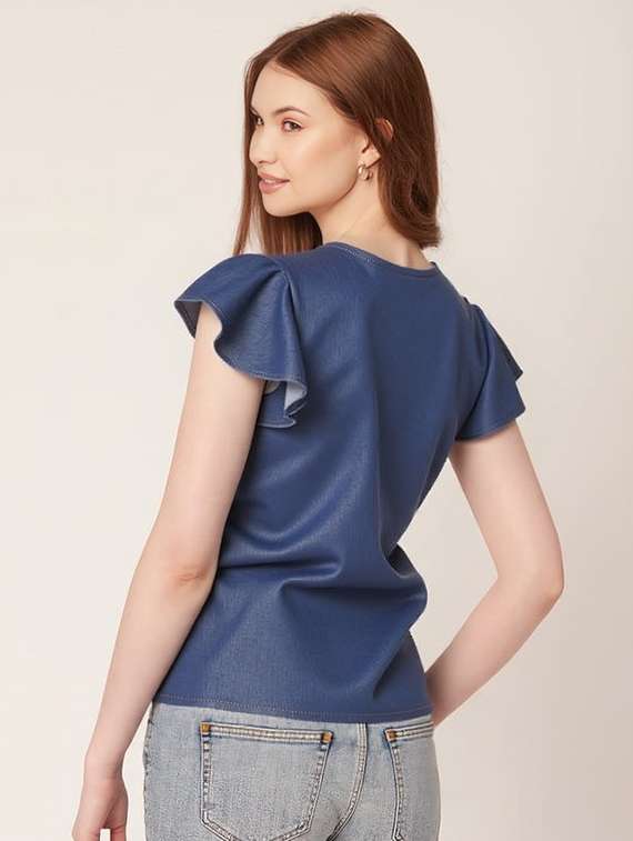 women solid with work tie up neck top - 22030709 - Standard Image - 3