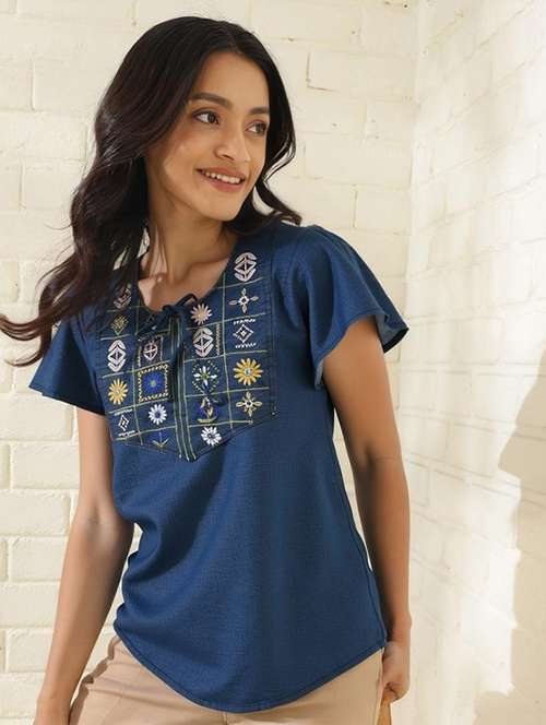 blue denim regular top - 22030713 -  Standard Image - 0