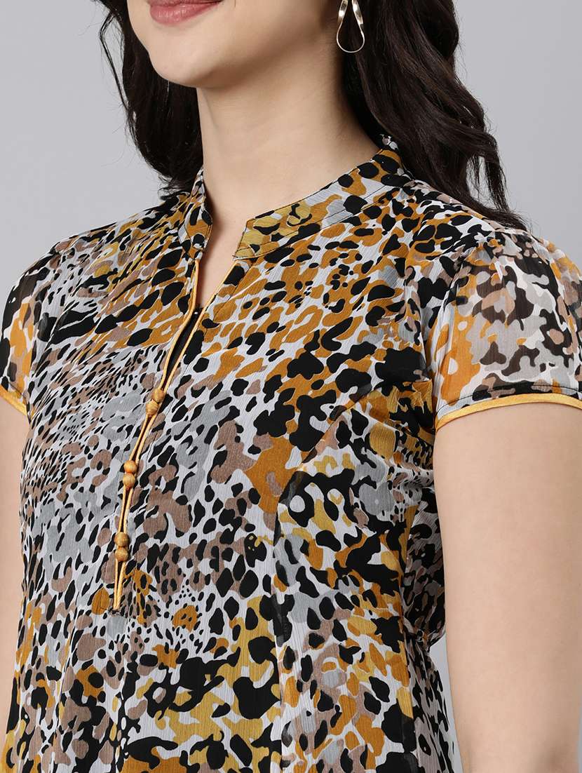 women animal print short sleeve fit & flare dress - 22030717 - Standard Image - 5