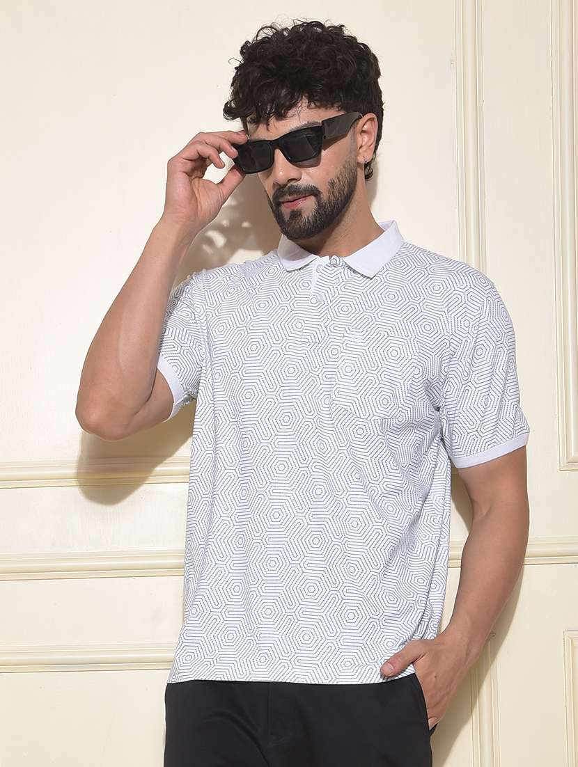 men printed short sleeve regular fit polo t-shirt