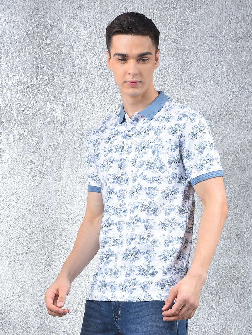 men floral short sleeve regular fit polo t-shirt