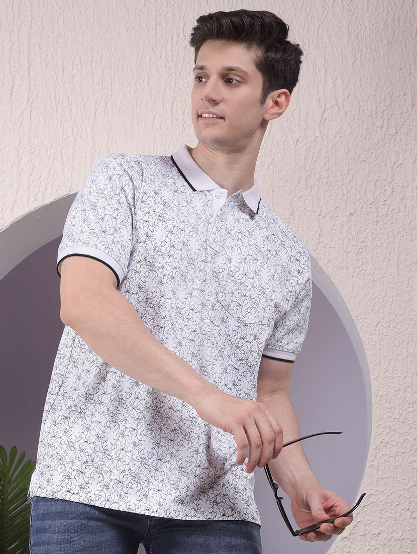 men printed short sleeve regular fit polo t-shirt