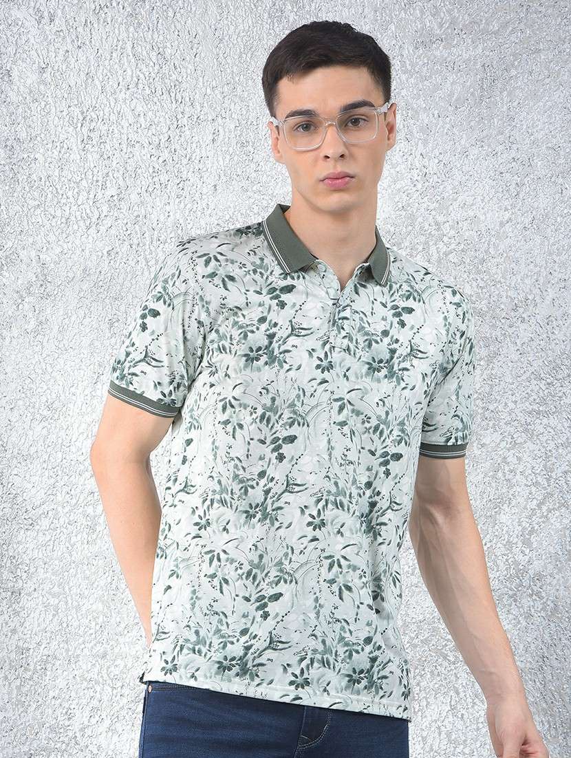 men printed short sleeve regular fit polo t-shirt