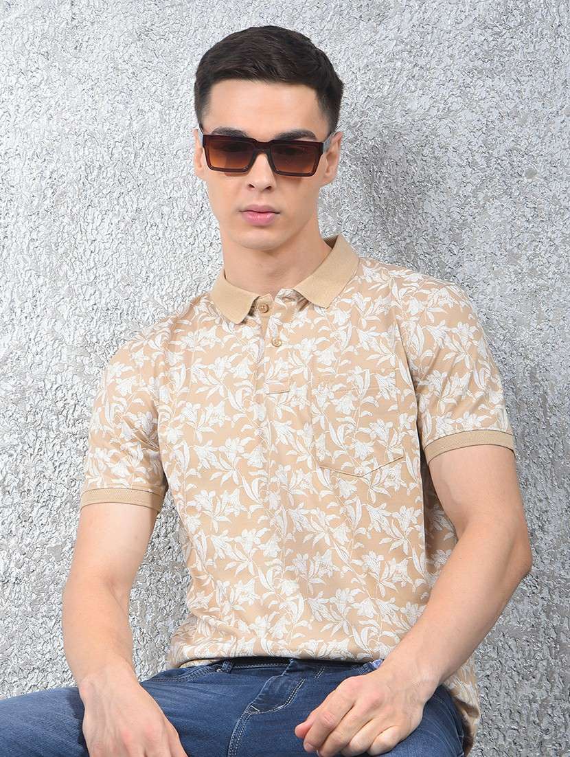 men printed short sleeve regular fit polo t-shirt