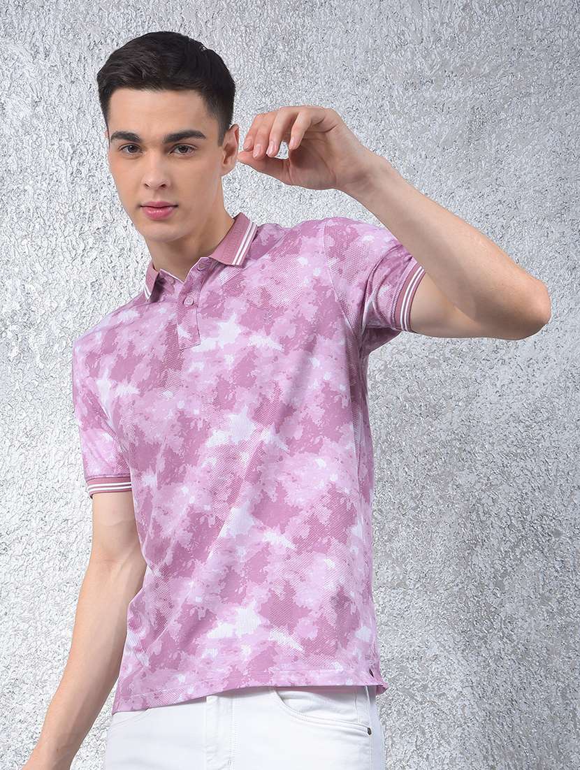 men printed short sleeve regular fit polo t-shirt
