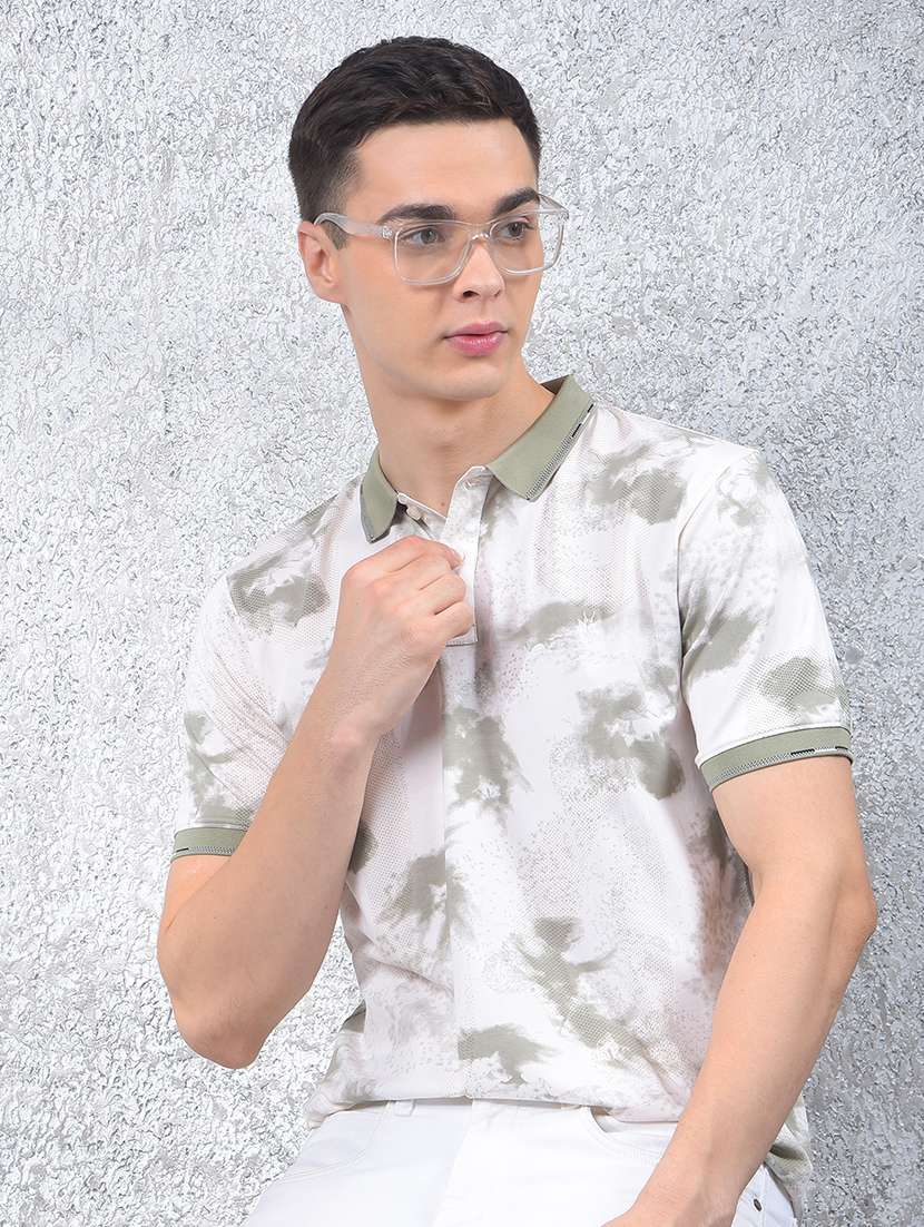men printed short sleeve regular fit polo t-shirt