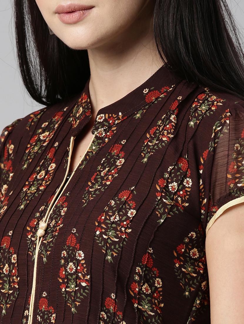 women printed short sleeve flared kurta - 22030763 - Standard Image - 5
