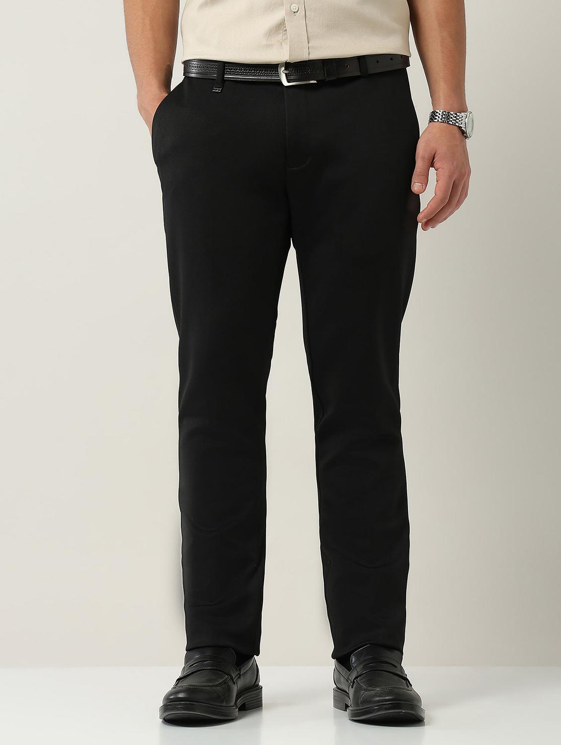 men solid mid rise flat front formal trouser