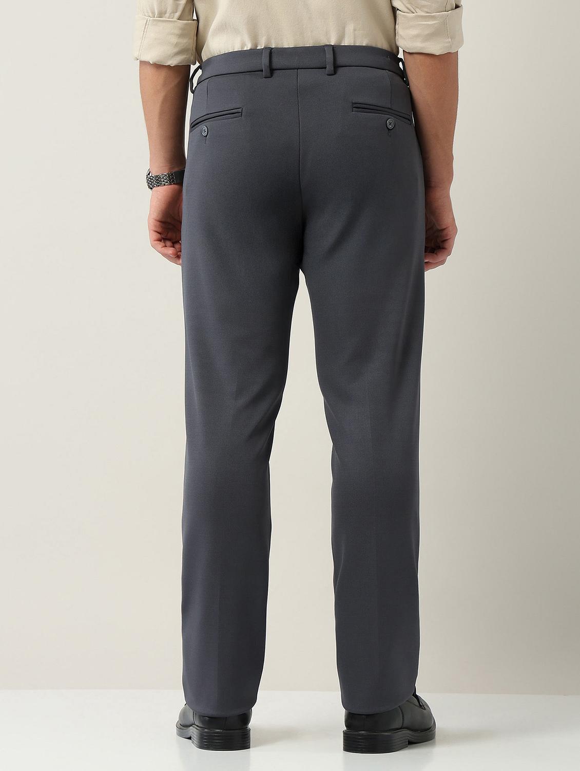 men solid mid rise flat front formal trouser - 22030818 - Standard Image - 3