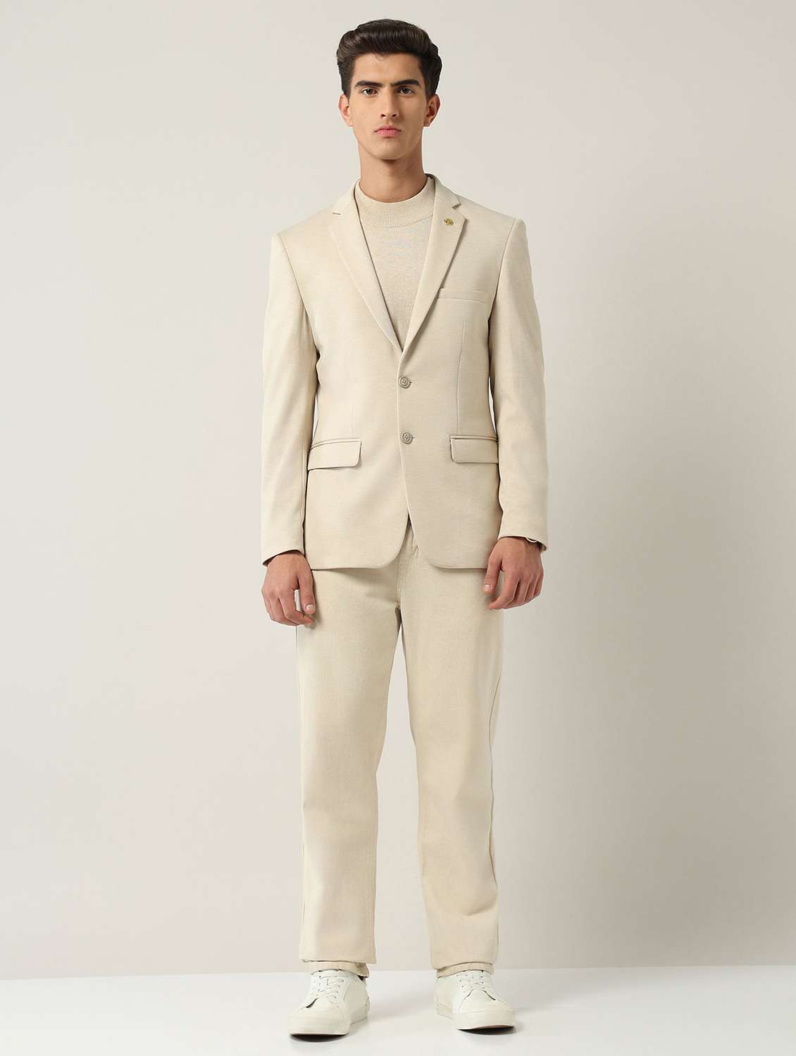 men solid long sleeve single breasted casual blazer