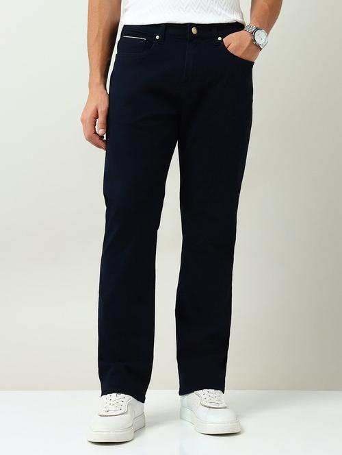 men plain mid rise full length straight fit jeans - 22030889 -  Standard Image - 0