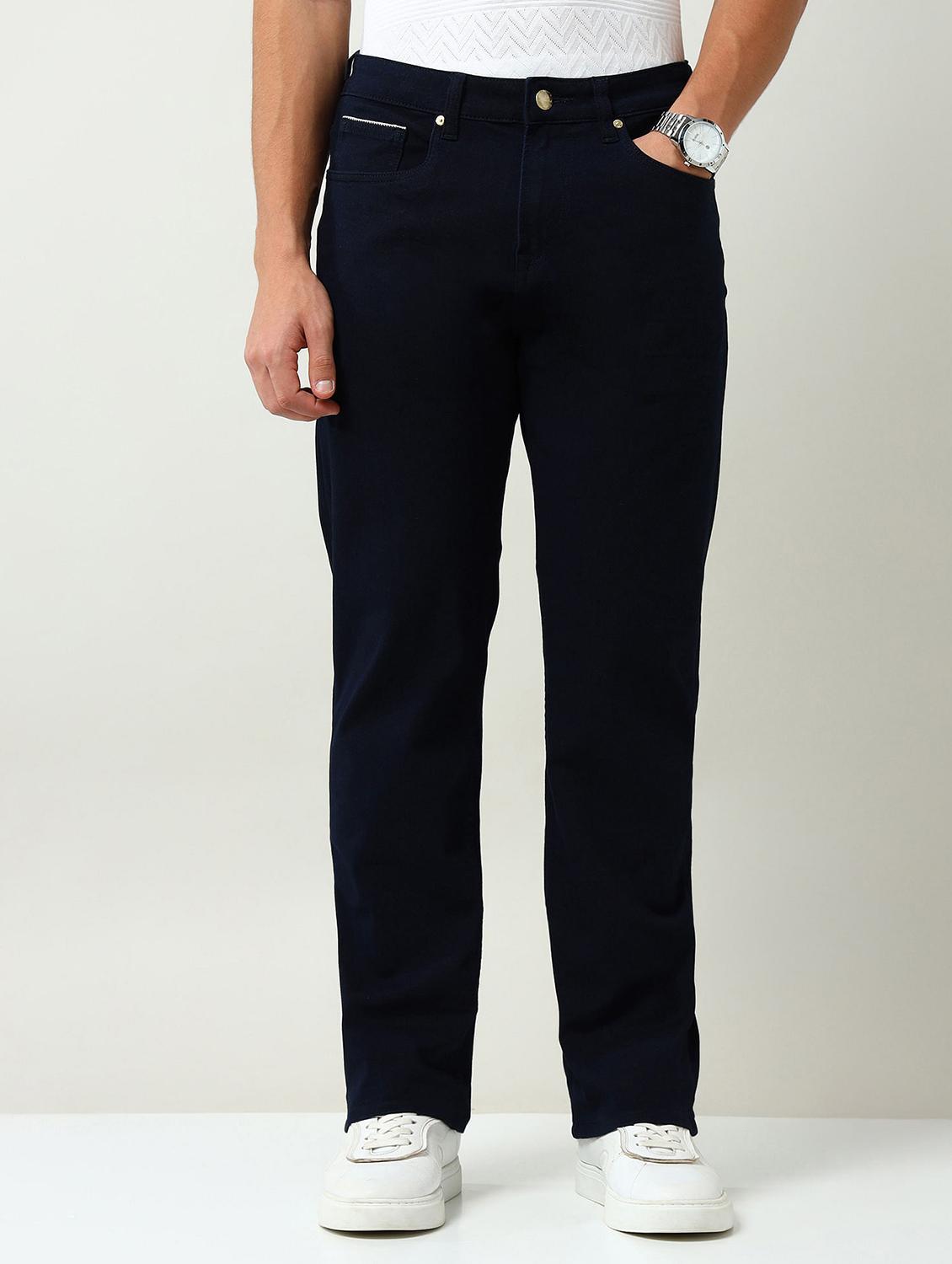 men plain mid rise full length straight fit jeans - 22030889 - Standard Image - 3