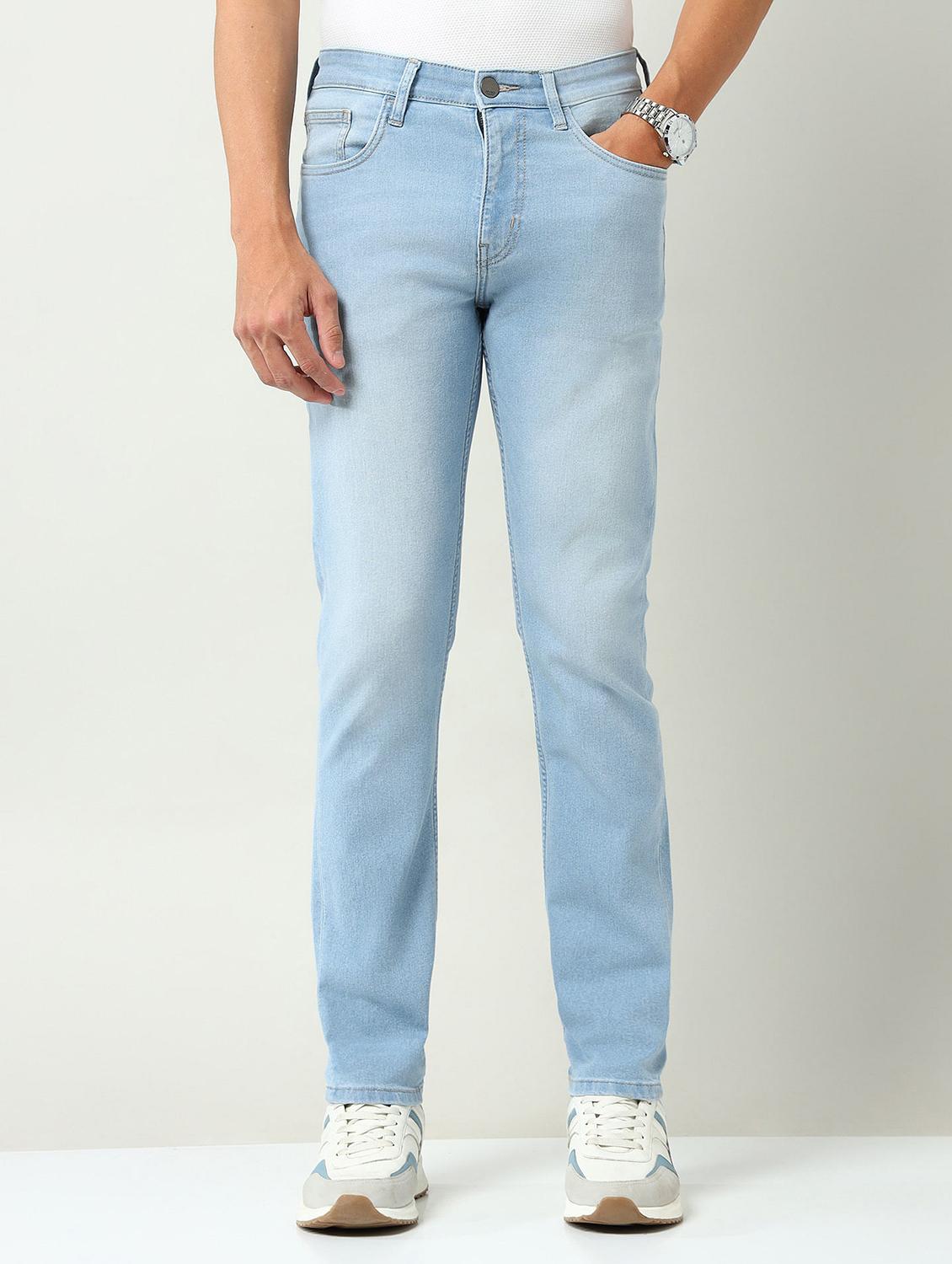 men washed mid rise full length slim fit jeans - 22030890 - Zoom Image - 0