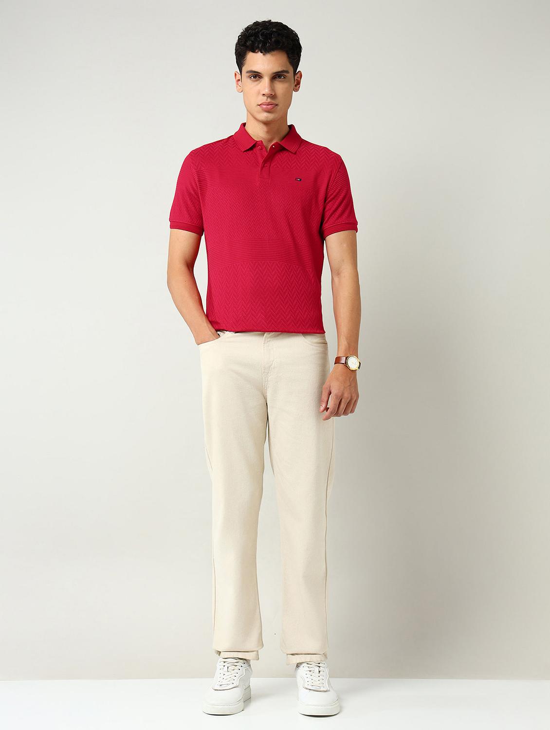 men self design short sleeve slim fit polo t-shirt - 22030894 - Standard Image - 3