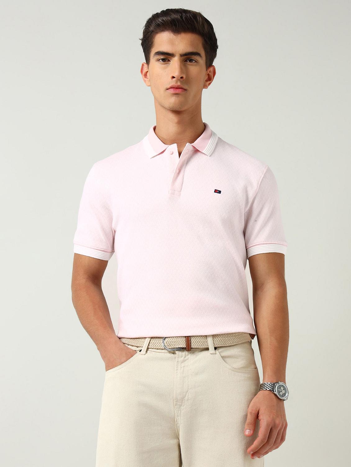 men self design short sleeve slim fit polo t-shirt - 22030895 -  Zoom Image - 0