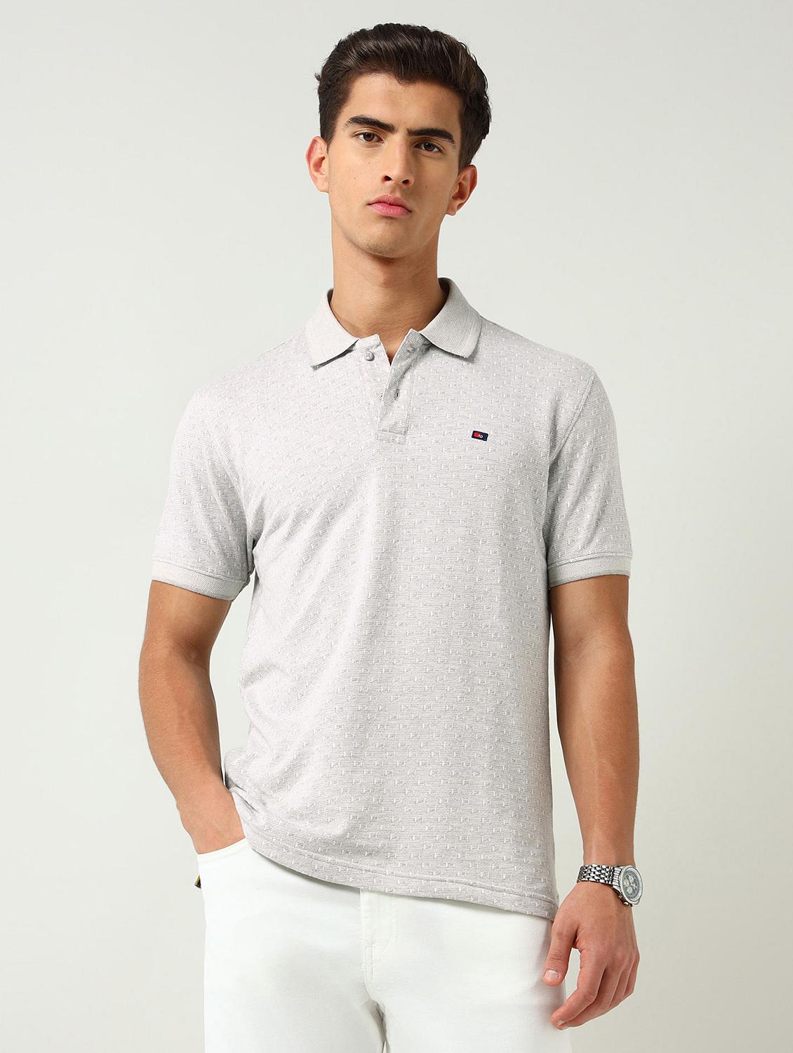 men self design short sleeve slim fit polo t-shirt