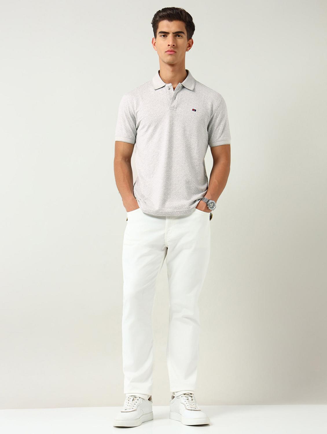 men self design short sleeve slim fit polo t-shirt - 22030898 - Standard Image - 3