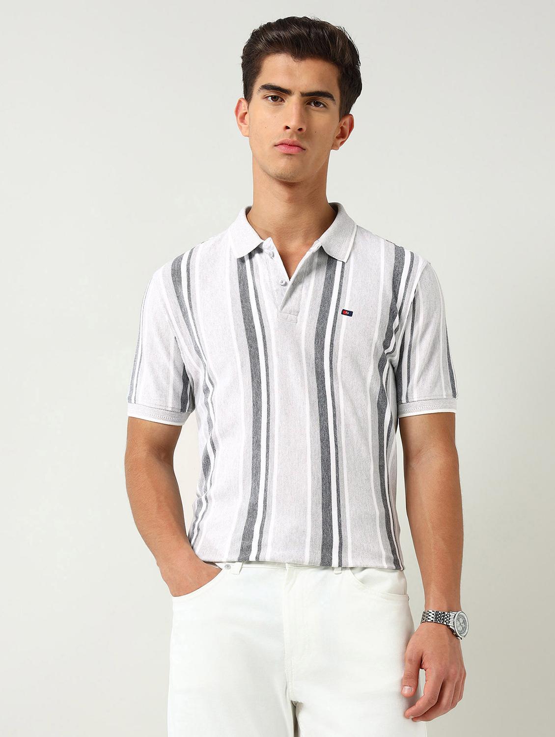 men striped short sleeve slim fit polo t-shirt - 22030900 - Zoom Image - 0