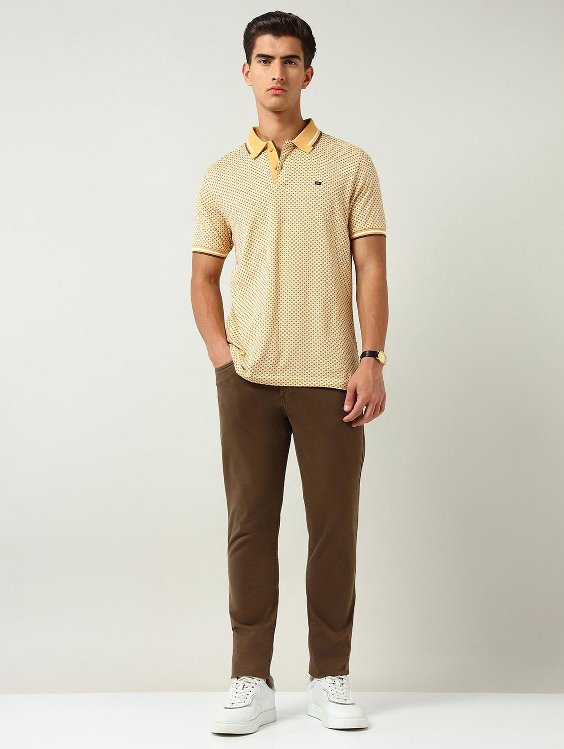 men printed short sleeve slim fit polo t-shirt - 22030904 - Standard Image - 3