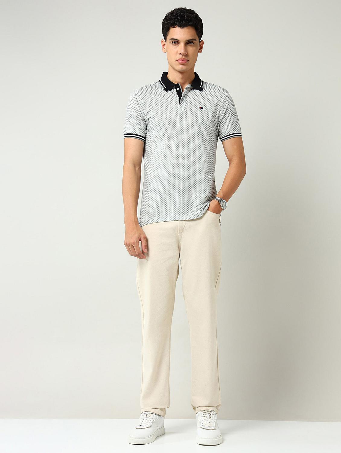 men printed short sleeve slim fit polo t-shirt - 22030905 - Standard Image - 3