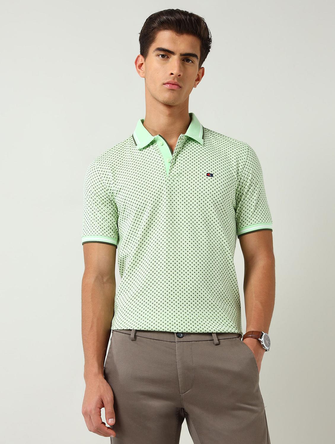 men printed short sleeve slim fit polo t-shirt