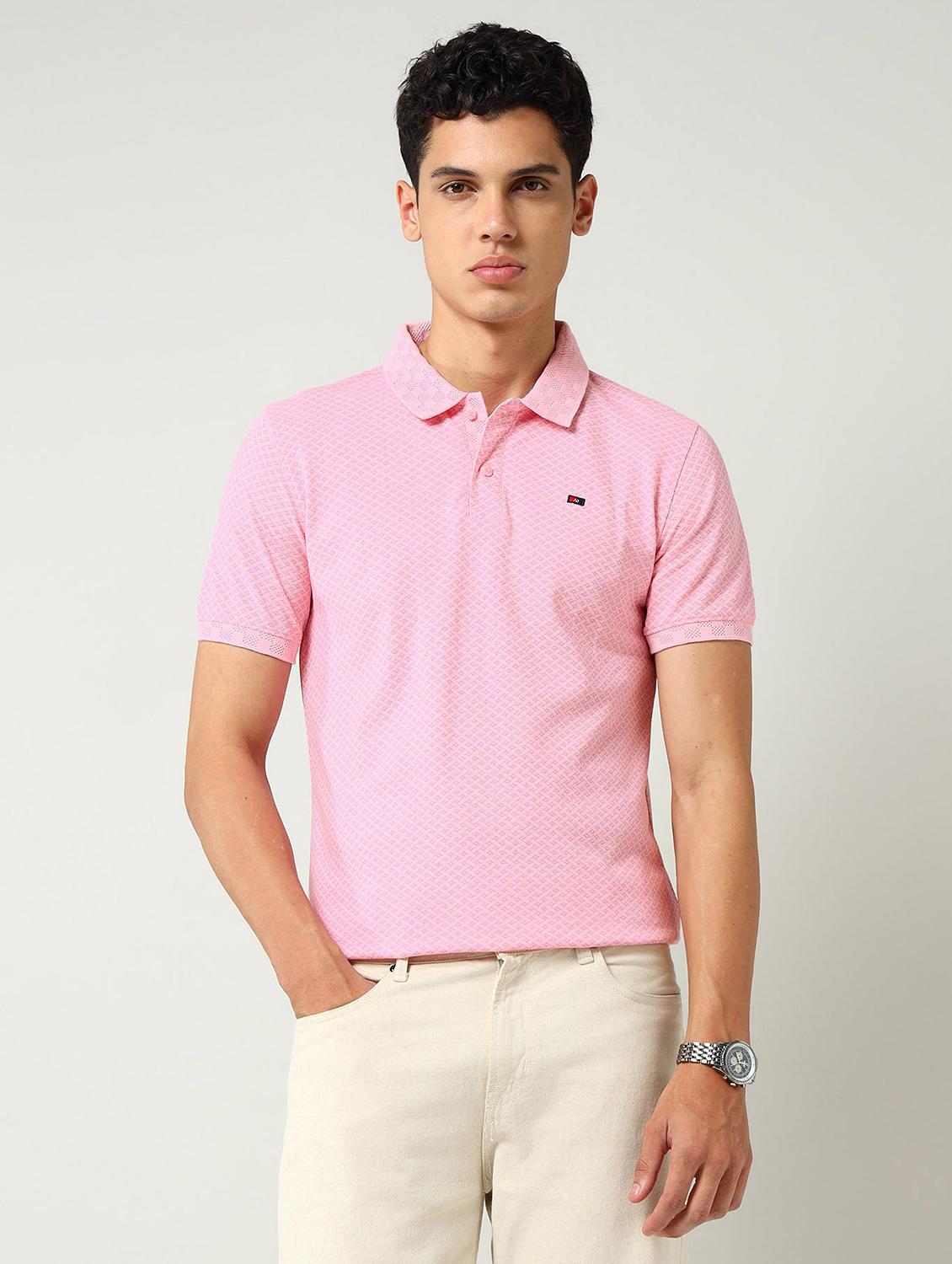 men printed short sleeve slim fit polo t-shirt