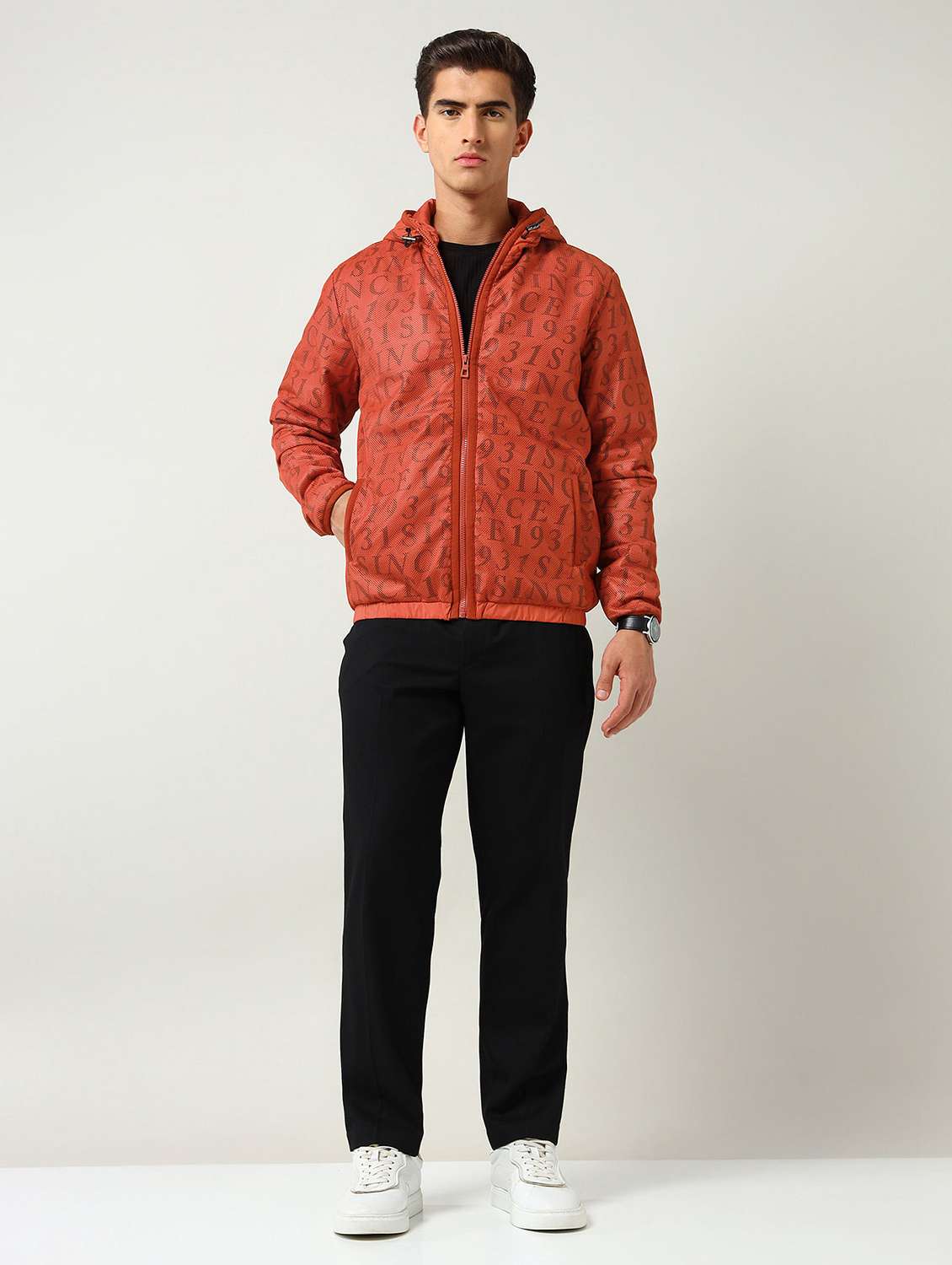 men typographic long sleeve casual jacket - 22030912 -  Standard Image - 3