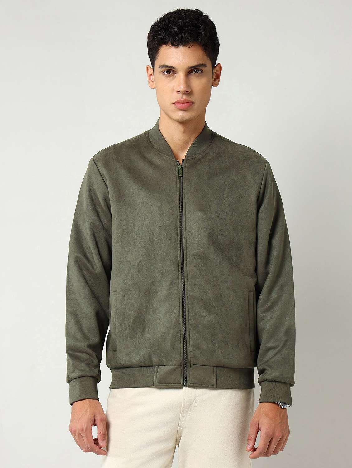 men solid long sleeve casual jacket