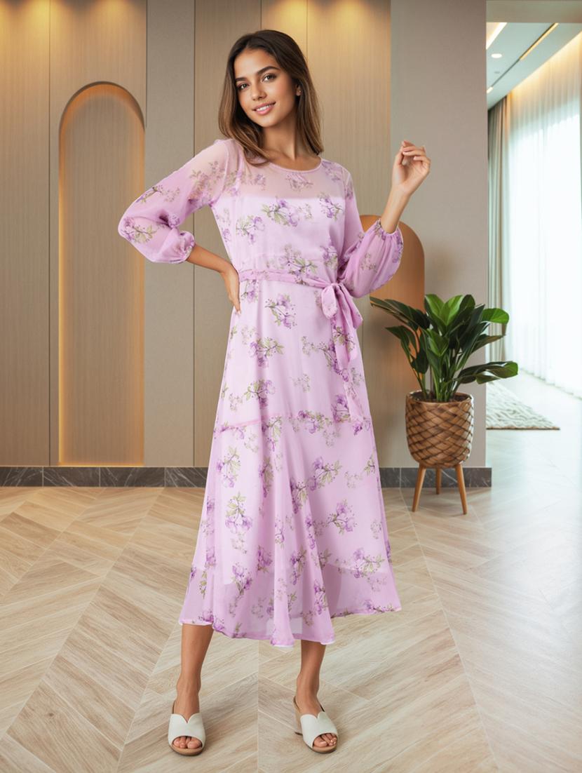 women floral print puff sleeve a-line dress - 22030920 - Zoom Image - 0