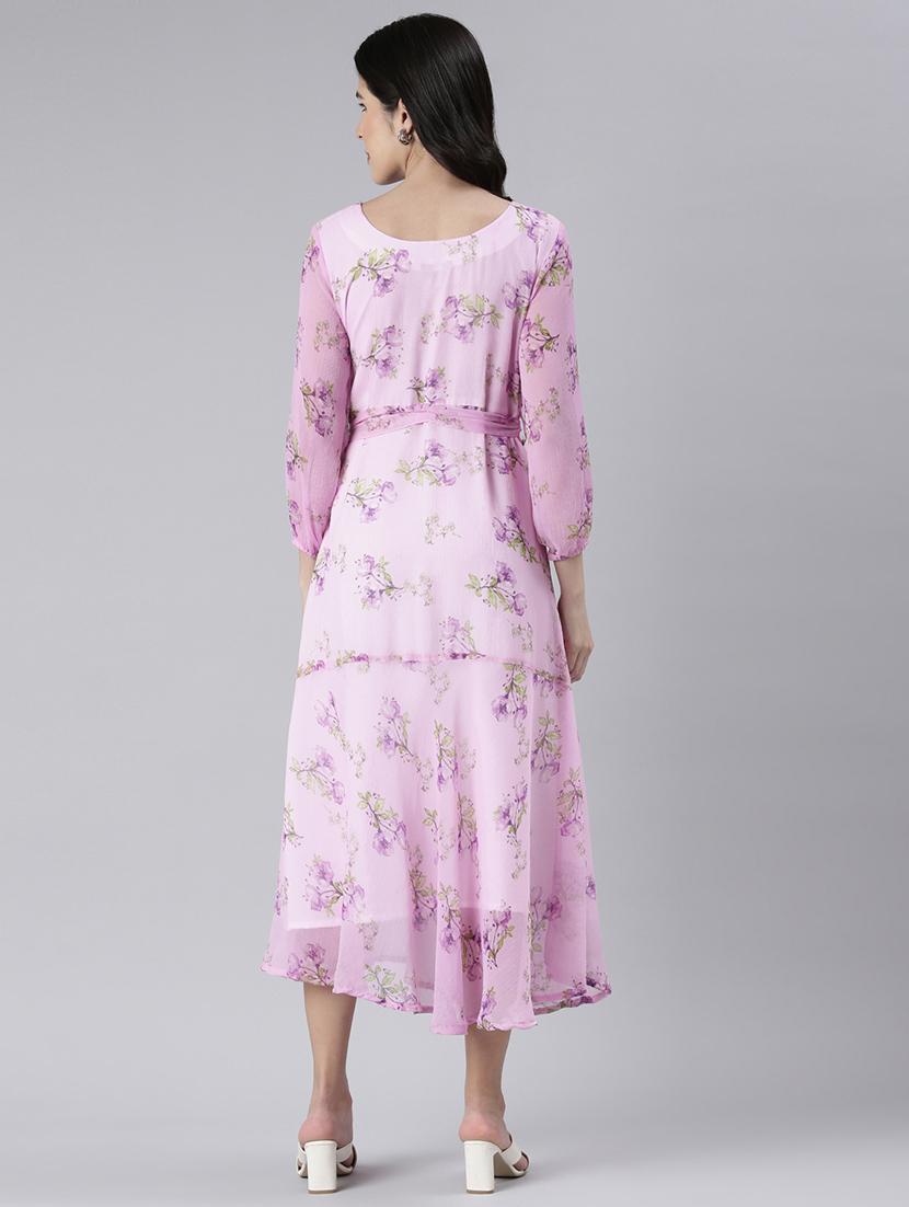 women floral print puff sleeve a-line dress - 22030920 - Standard Image - 3