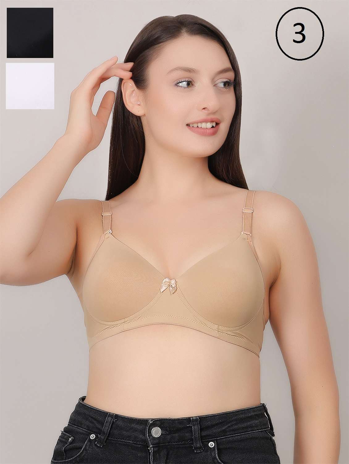 women pack of 3 solid lightly padded t-shirt bra