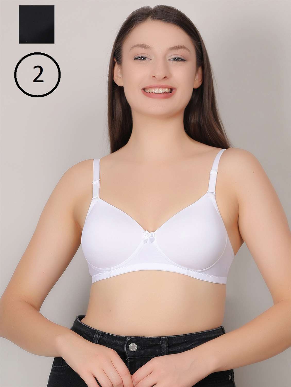 women pack of 2 solid lightly padded t-shirt bra