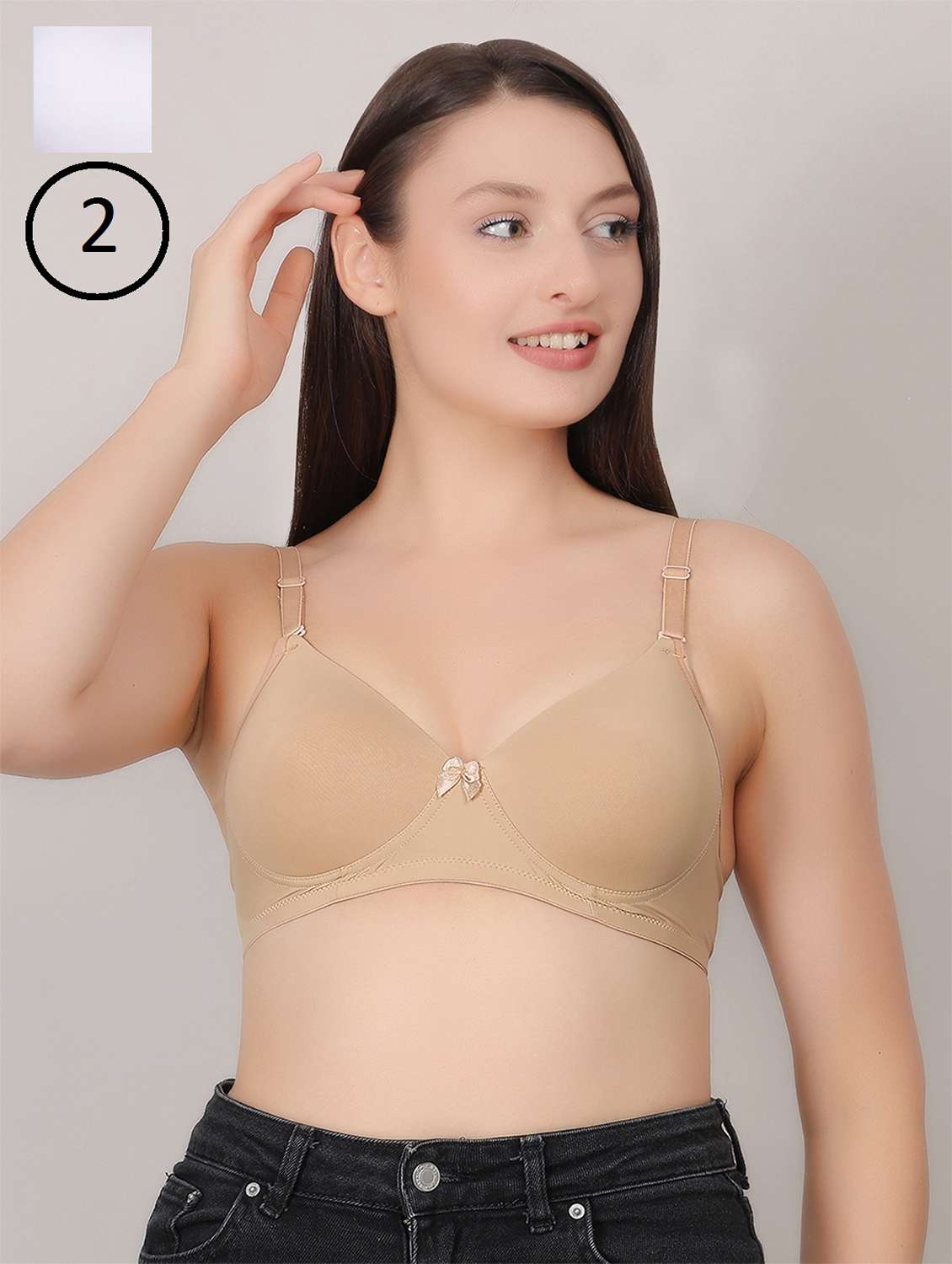 women pack of 2 solid lightly padded t-shirt bra
