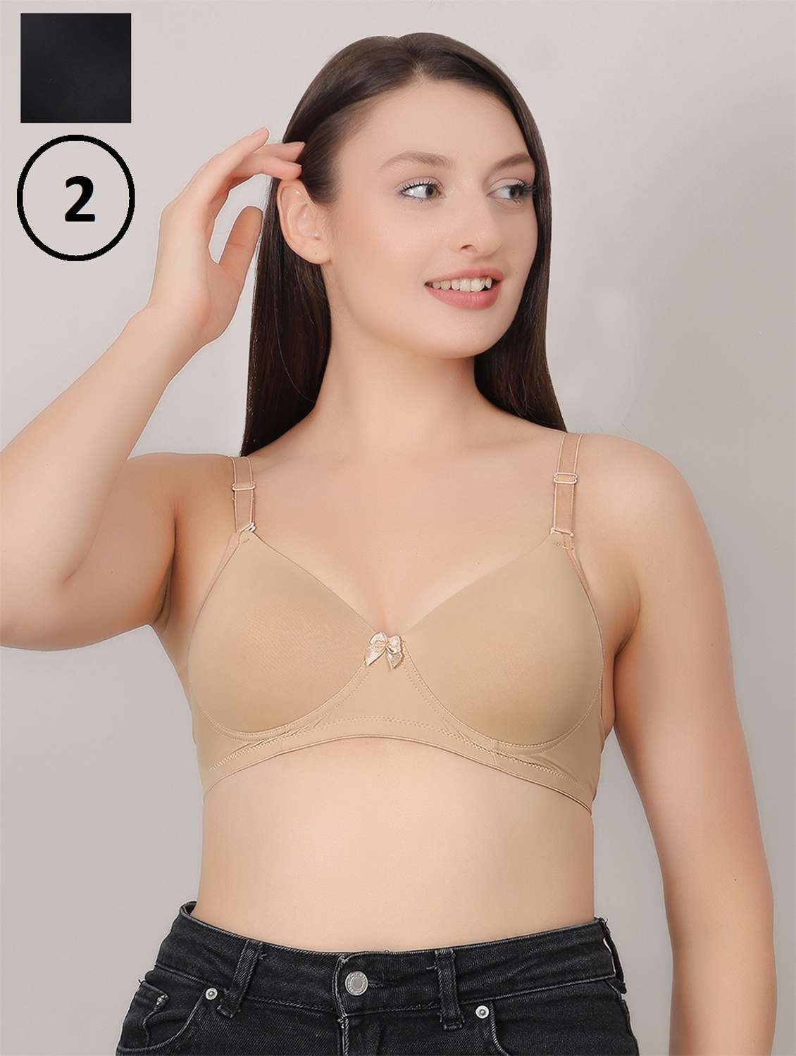 women pack of 2 solid lightly padded t-shirt bra