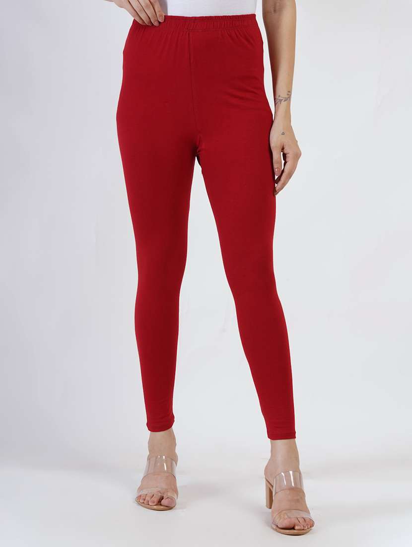 women solid mid rise ankle length legging